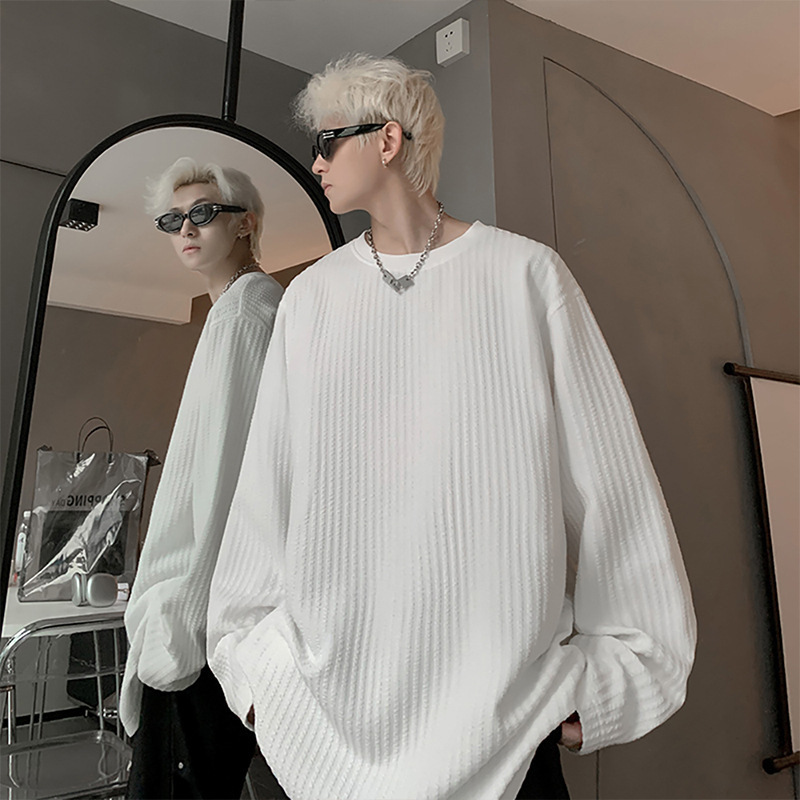 Long-sleeved T-shirt Men's Spring and Autumn Texture Sense Loose Heavy-weight Round Neck Inner Base Shirt 2025 New Style Top Clothing Long-sleeved T-shirt Men's Spring and Autumn Texture Sense Loose Heavy-weight Round Neck Inner Base Shirt 2025 New Style Top Clothing