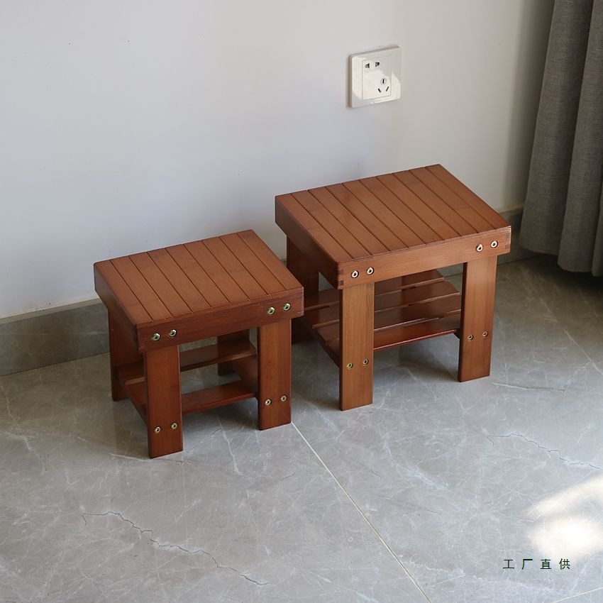 Small Bench, Square Stool, Round Stool, Backrest Chair, Folding Chair, Low Stool, Children's Dining Chair, Stool, Home Living Room, Bamboo Coffee Table Stool
