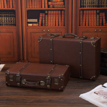 复古老式民国手提道具箱家用证件收纳箱拍摄道具橱窗展示手提皮箱