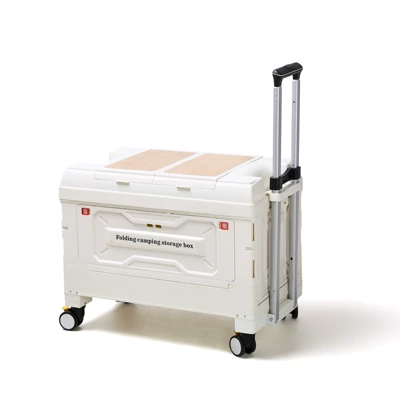 Trolley, Storage Box, Camping Cart, Car storage bag/box - 4-wheels-white-85l-36x31x25