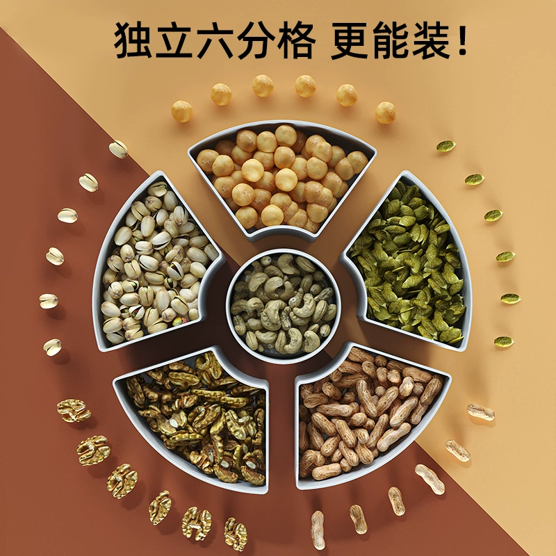 Поднос для фруктов для домашнего использования на журнальном столике в гостиной, поднос для сухофруктов, коробка для конфет, стильный поднос для закусок с отделениями и герметичной крышкой.