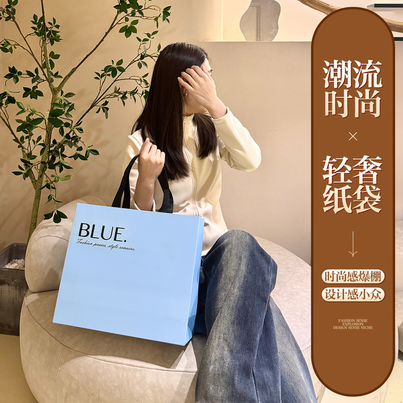 Light Luxury Clothing Store Paper Bag, High-End Women's Handbag, Trendyy Fashion Ins Style Design Gift Bag Customization
