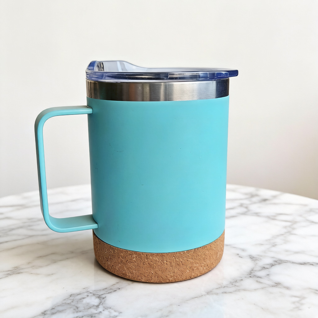 Transfronterizo lujo ligero 450ml 304 taza de acero inoxidable con mango de corcho de oficina taza portátil personalizada