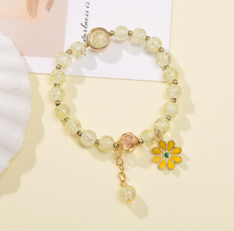 S060-Pulsera margarita amarillo claro#SZ839
