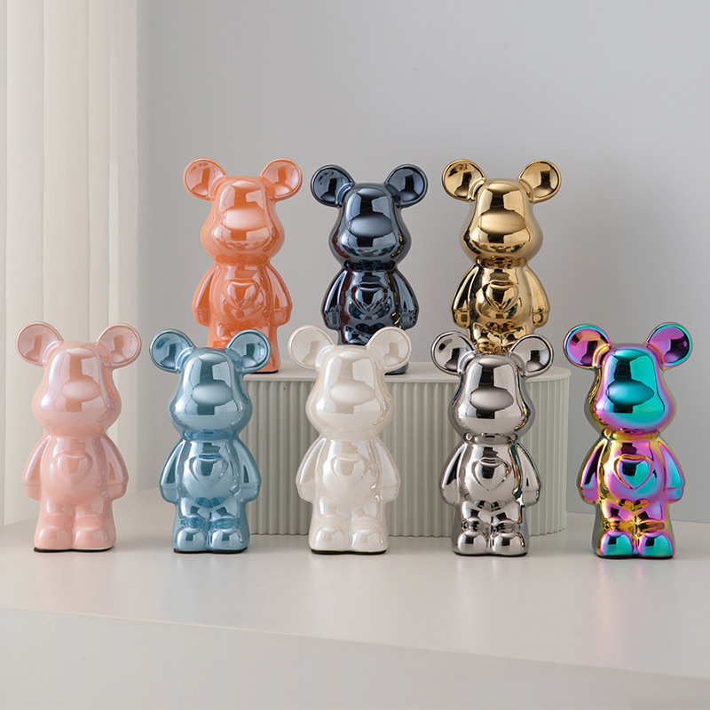 Popular 50W Bear Ring Ornament for Home Living Room Tv Entrance Handmade Decoration Light Luxury Gift