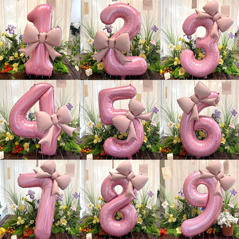 40インチのピンクの蝶結びの数字の風船の赤ちゃんの1歳のパーティーは女の子の誕生日の簡単な配置の道具を飾ります。|undefined