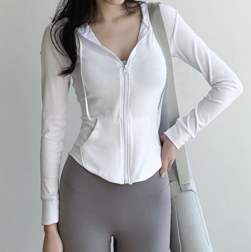 Yoga wear sports hooded zipper top for women spring and autumn new slim fit quick-drying long-sleeved casual fitness jacket