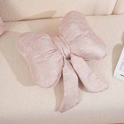 Original sofa throw pillow in Chinese style, Waist support - imitation-song-brocade-bow-ribbon-waist-cushion-in-pink