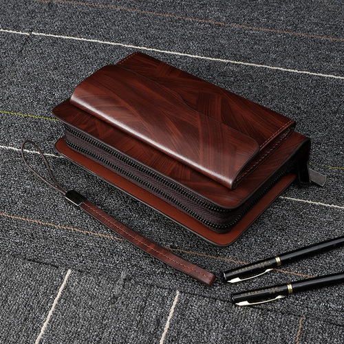  New Men's Handbag with Dual Zippers, Large Capacity Business Casual Grab Bag Trendy Men's Phone Bag