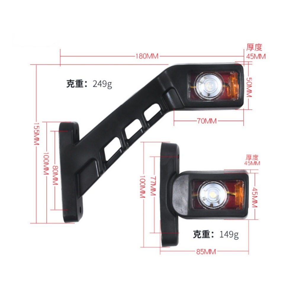 Truck Side Light Rubber Waist Light 12V/24V Led Double-Sided with Side Light Truck Side Light Width Indicator Light Bar Light