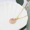 Brand fuchsia golden necklace stainless steel with letters, pendant, suitable for import, simple and elegant design, English