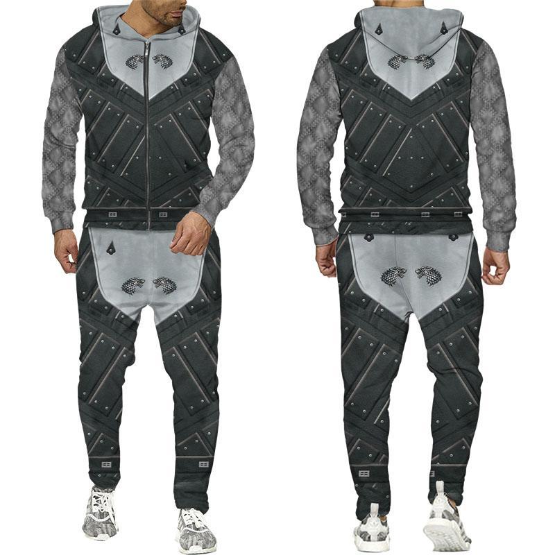 Pantalones de sudadera con capucha con cremallera de moda para hombre transfronterizo de otoño e invierno, MF008-ML1 de dos piezas de fitness deportivo