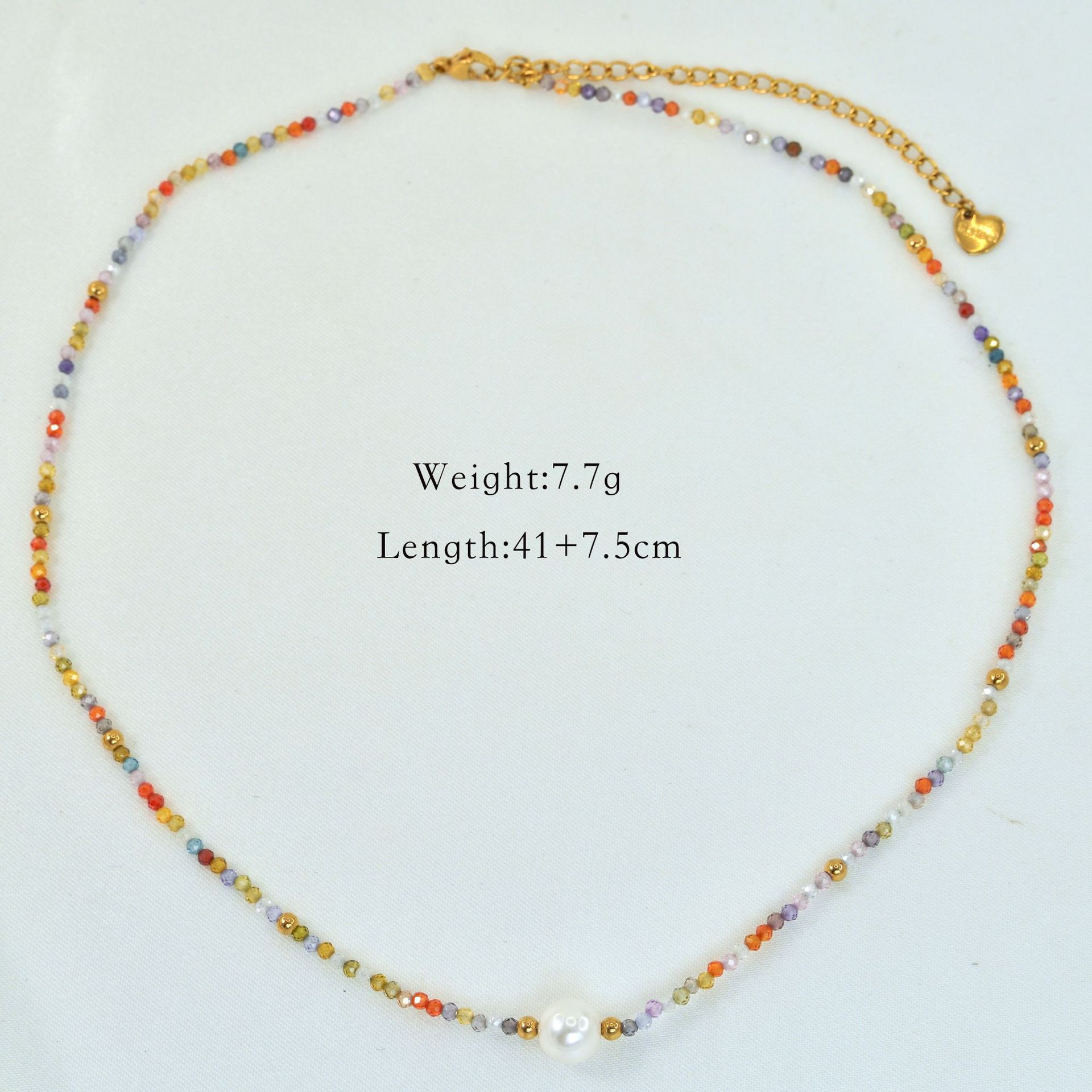 Women's Gender Beaded Design Simple Style Artistic Colorful Natural Stone Freshwater Pearl Titanium Steel Beaded Necklace