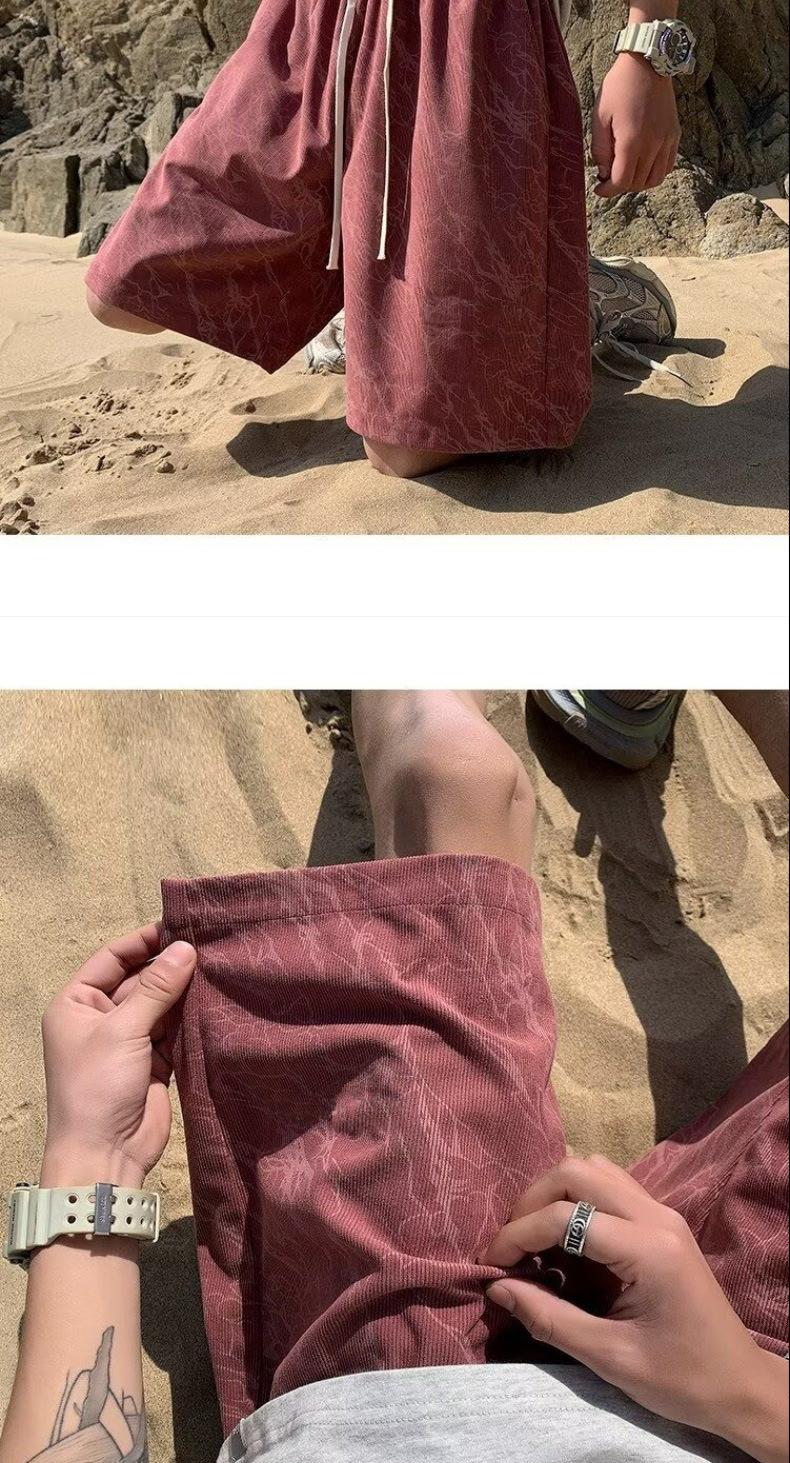Men's Heavyweight Drape Casual Shorts Loose Fit Mid Waist Drawstring Summer Thin Plus Size Elegant Basic Trendy Brand_viptrois.com