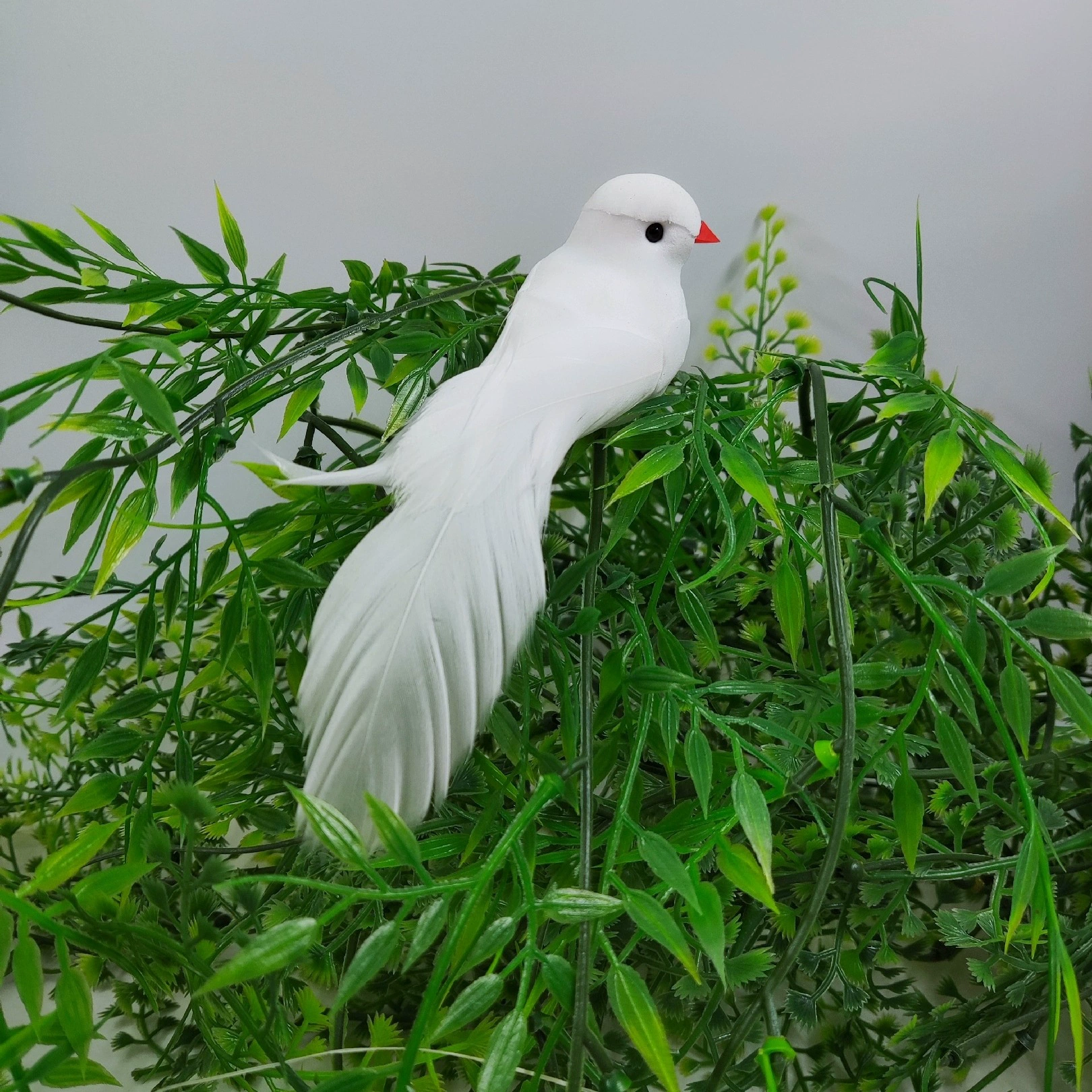 14 см красный рот Белый голубь моделирование перо птицы/реквизит птица белое перо птицы