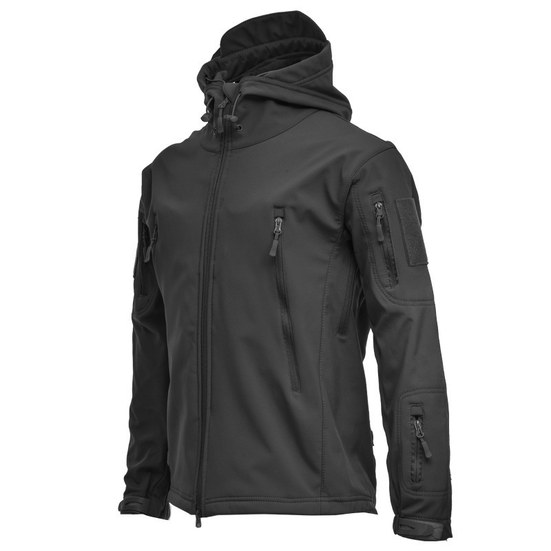 Outdoor Shark Skin Thermal Suit, Special Forces Camouflage Fleece-Lined Thickened Clothing, Autumn and Winter Soft Shell Large Size Jacket