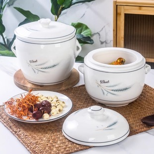 Wholesale Food-Grade Ceramic Household Large-Capacity Water-Proof Stewed Bird's Nest Hotel Crock Soup Cup Stew Cup with Filter Hole Inner Liner