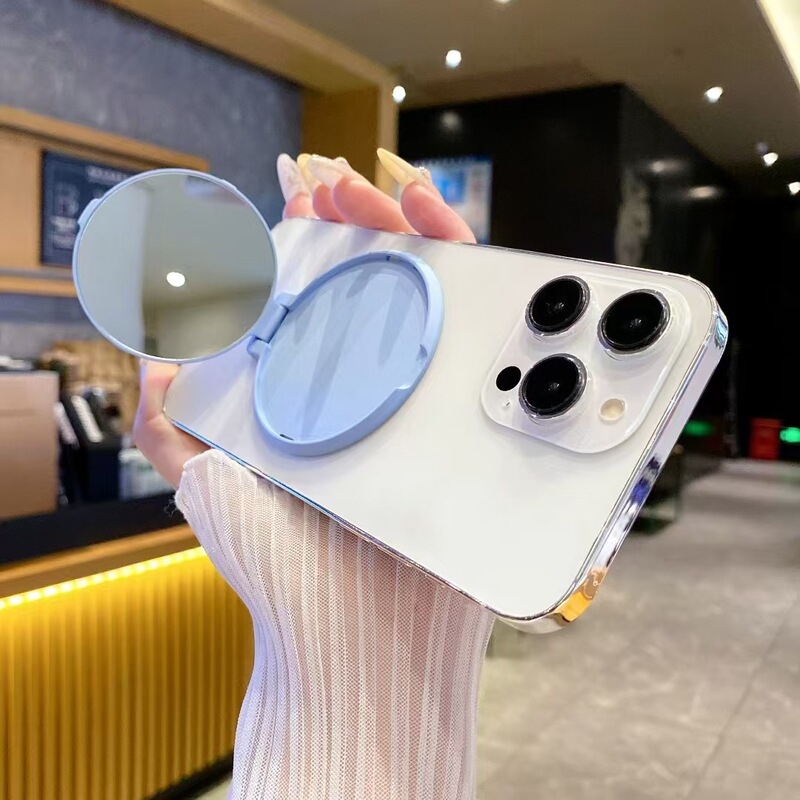アップル16化粧鏡携帯電話スタンド華為粟15純色アニメ怠け者携帯ケースバックスタンドを適用する|undefined