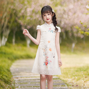 Girls baby chinese dress retro cheongsam model show party qipao dresses for kids chiffon skirt girl improved cheongsam hanfu princess dress for kids