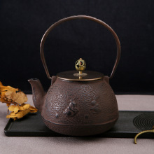 新款铁茶壶铜把铜盖烧水煮茶壶家用无涂层铸铁壶创意礼品壶定 制