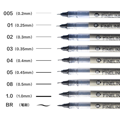 Master the straight liquid needle pen waterproof art hook pen art student painting pen hand-painted pen comic tracing pen