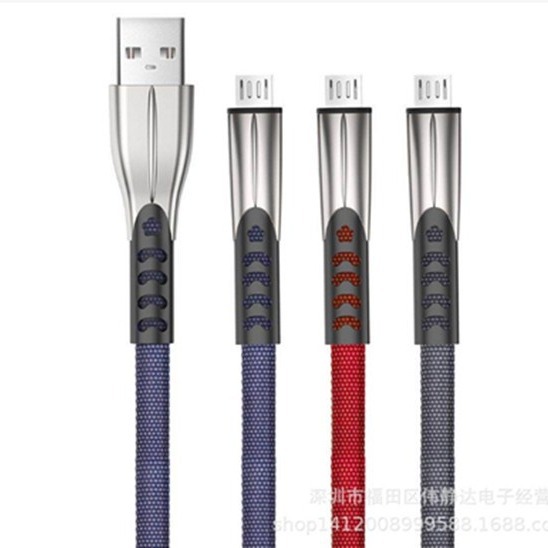Type-c Applicable TYPE Data Cable Android Denim Cloth Braided Line Zinc Alloy Head Mobile Phone Fast Charge Line 2.4A