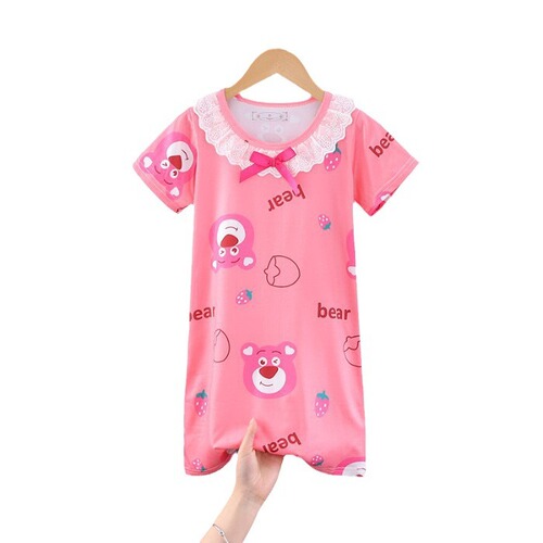 Cross-border wholesale children's pajamas princess floral lace short-sleeve sleepwear summer home clothes air-conditioned sleepwear