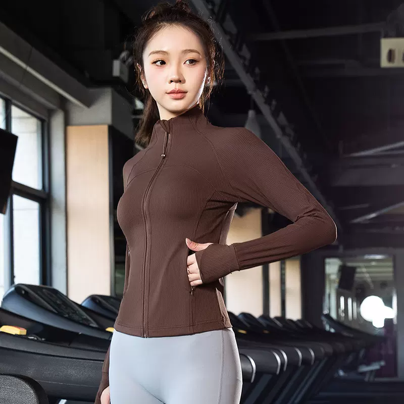 2024秋冬新款运动瑜伽外套女时尚立领跑步运动健身衣修身训练服女