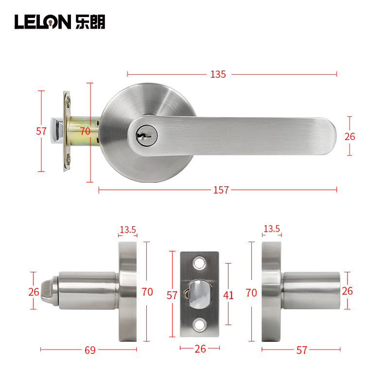Fábrica directa de acero inoxidable 304 bloqueo ajustable de tres barras de cerradura de una sola lengua de cerradura antiforruto de tres barras de cerradura de la puerta del baño