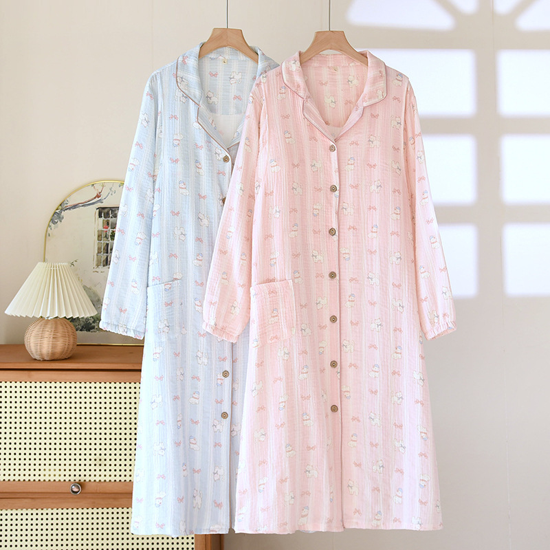 Breastfeeding Nightdress with Chest Pad Spring and Summer New Postpartum Breastfeeding Maternal Pure Cotton Hospital Skirt Pregnant Maternal Pajamas
