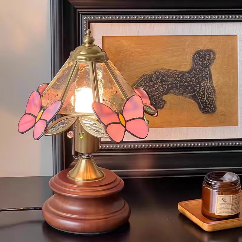 フレンチレトロバタフライリビングルームマスターベッドルームデスクトップテーブルランプアメリカンミッドセンチュリーノスタルジッククリエイティブベッドルーム雰囲気ベッドサイドランプ|undefined