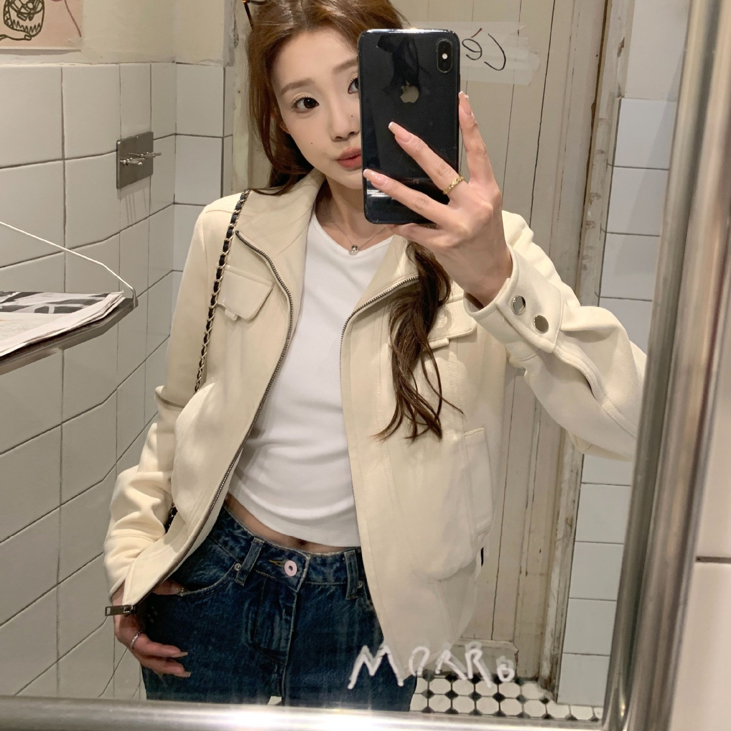 Korean-Style High-Neck Jacket for Women, Spring and Autumn 2026 New Popular American Retro Biker Jacket, Stylish Short Jacket Top