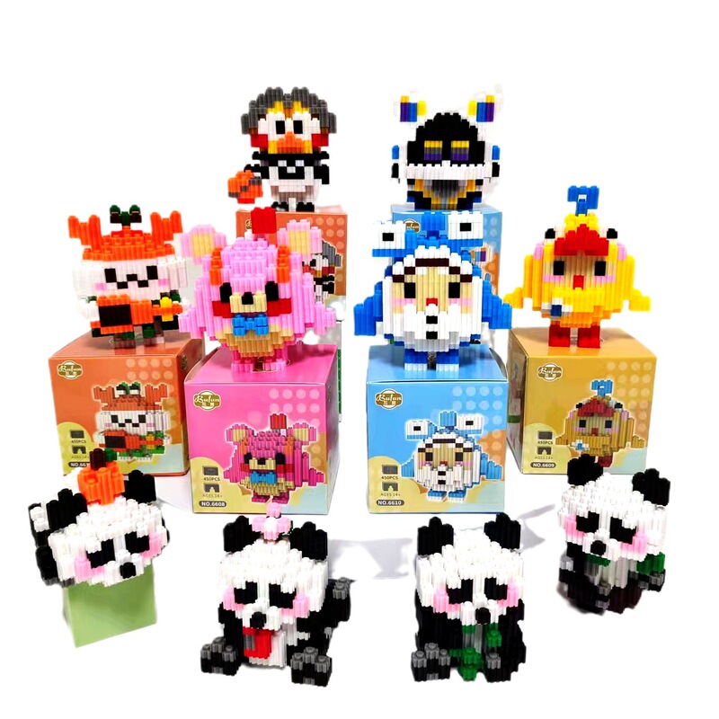 Wholesale Free Shipping Panda Huahua Compatible with Lego Small Particle Series Building Blocks Egg Boy Building Blocks Blind Box Cartoon Doll
