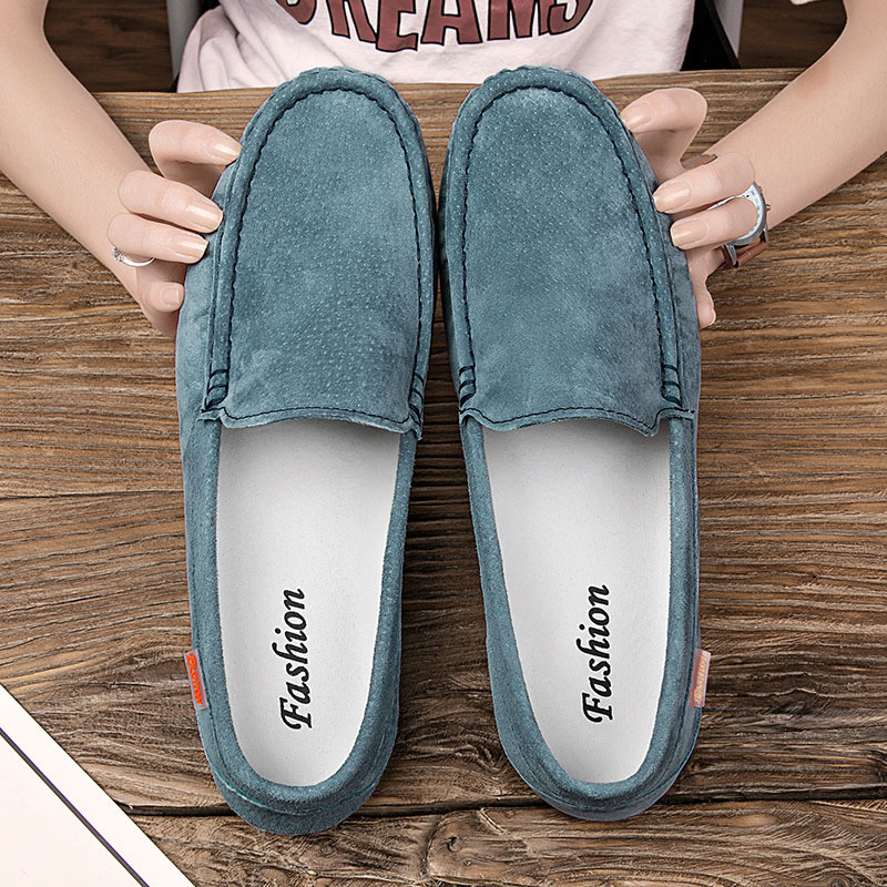 Transfronterizos chatarra Hot Bean zapatos de cuero de hombre esmerizado zapatos de cuero casuales zapatos perezosos con suela suave coreana tendencia británica