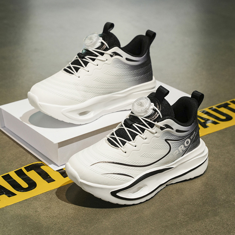 Red Rabbit 9RO zapatos de carrera de otoño 2025 estudiantes de niños amortiguadores de cuero anti-torsión botón giratorio zapatillas deportivas de carrera