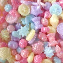 果冻AB系列蝴蝶结心上星屁桃毛线球diy手机链手链饰品配件材料