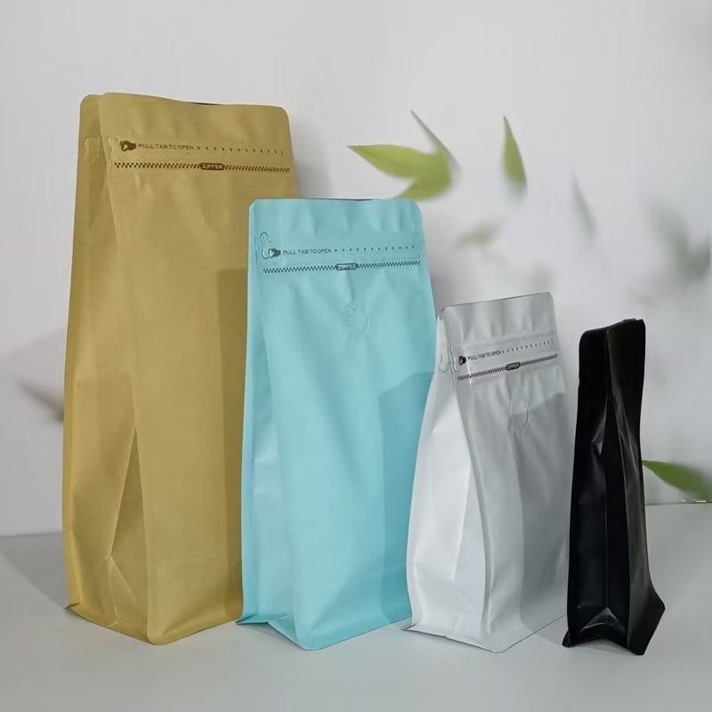 八边封咖啡袋铝箔半磅一磅两磅咖啡豆气阀包装袋食品包装袋现货