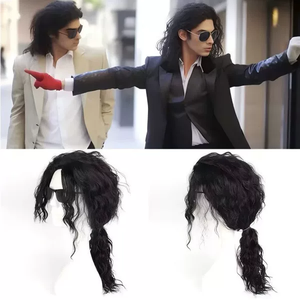 European and American wigs, Michael Jackson wigs, rock cosplay imitation show performance, stage performance, MJ black curly hair