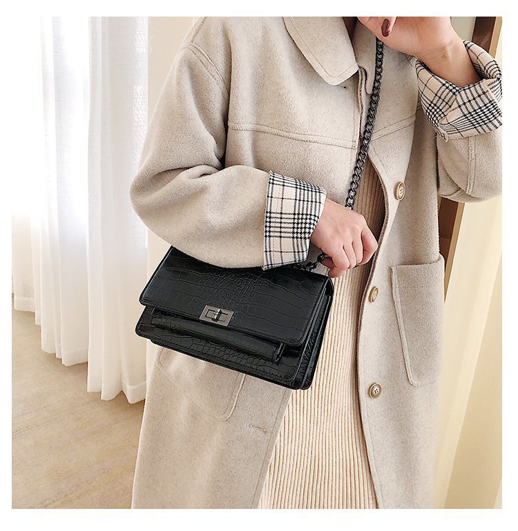 Damska 2024 nowa moda jesień wzór krokodyla mała kwadratowa torebka z łańcuszkiem na sznurku damska_voghion.com