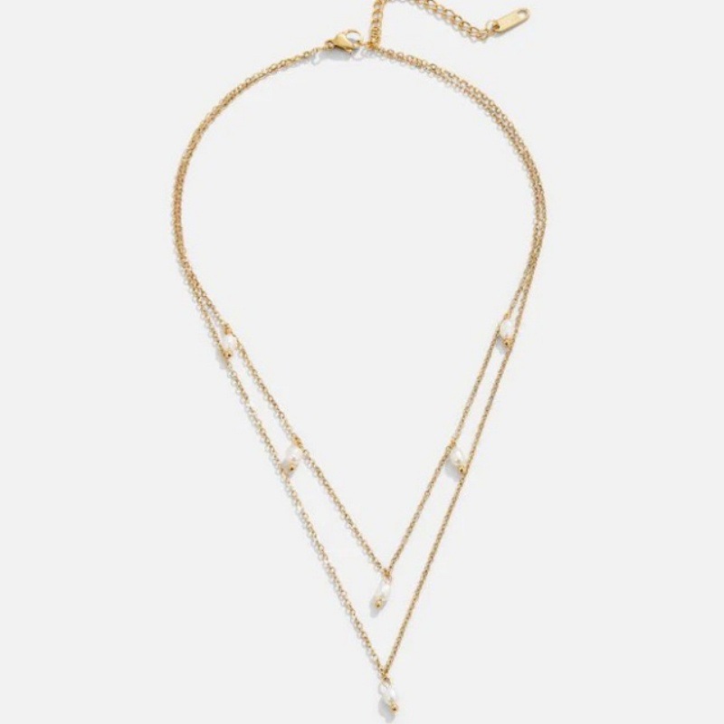 Colar feminino multicamadas em estilo barroco europeu e americano, banhado a ouro, com pérolas naturais em camada dupla._voghion.com
