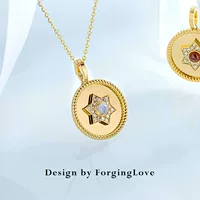 Чистое золото 18 карат, шестиконечная звезда, универсальная Пряжка, кулон, Женский бриллиант, ожерелье из натурального опала, кулон 12414