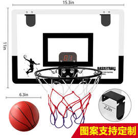 跨境儿童挂墙家用篮球框 免打孔PC防爆计分器篮球架亲子运动玩具