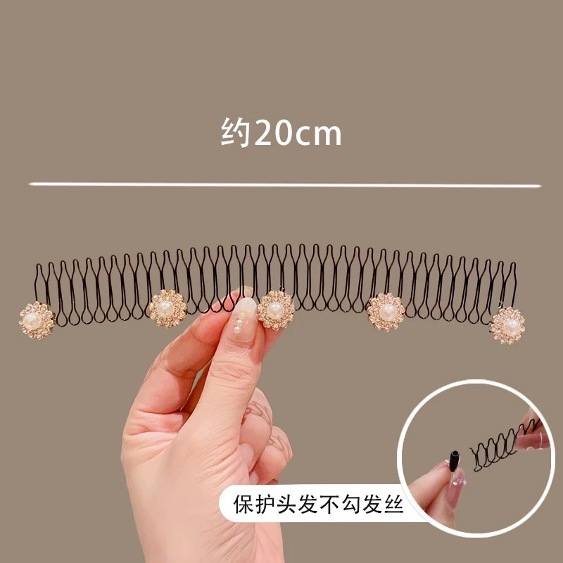Hair comb clip long decorative comb, anti-breakage styling with pearl & floral accents