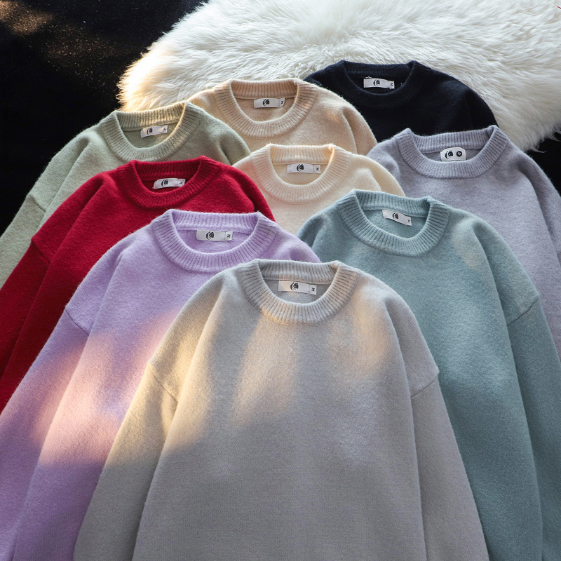 Unisex Heavyweight Knit Sweater Winter Crewneck Pullover Oversized Cable Stitch Casual Warm Thickened Sweatshirt_voghion.com