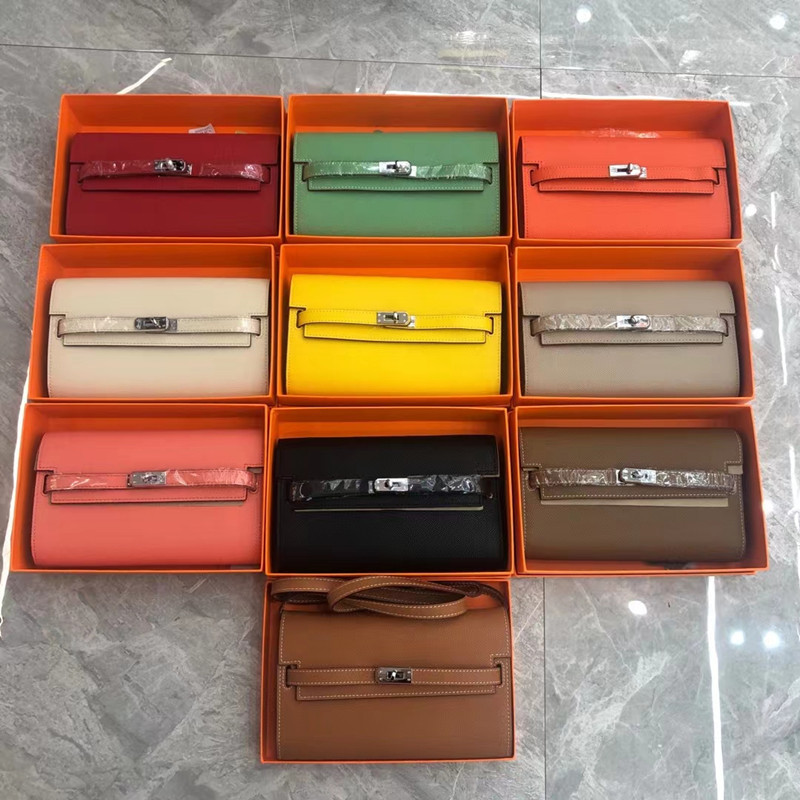 2025 New Kelly Wallet Mini Shoulder Crossbody Handbag Casual Lock Buckle Palm Print Cowhide Small Square Bag Genuine Leather