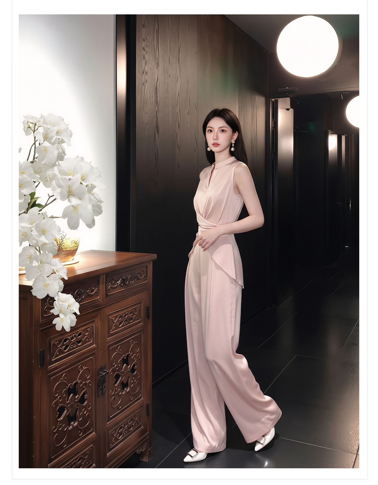 Bộ áo không tay phối quần ống cao cạp cao nữ hai mảnh — Áo màu kaki, Bộ đồ màu kaki, Quần kaki chi tiết 18