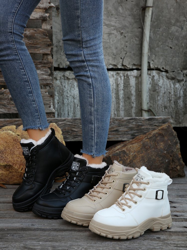 Scarponi da montagna grandi da donna nuovi autunnali e invernali più stivali da neve in velluto e spessi scarpe di cotone da donna_voghion.com
