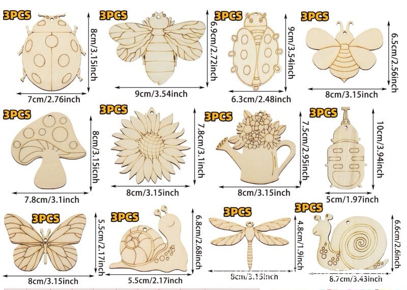 DIY Handmade Craft Wooden Puzzle Blanks Decorative Toy Set for Children Assembly and Painting