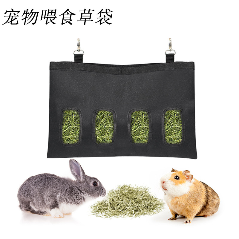Bolsa de heno para conejos, bolsa de alimentación colgante de gran capacidad para cobayas, bolsa colgante para almacenamiento de alimentos para mascotas pequeñas como chinchillas, venta directa del fabricante, suministros para mascotas image 2