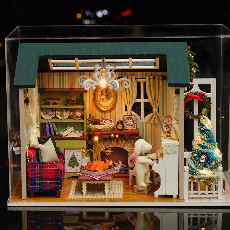 Creativo DE LOS NIÑOS 3D hecho a mano DIY casa madera caja música para los amigos regalo cumpleaños